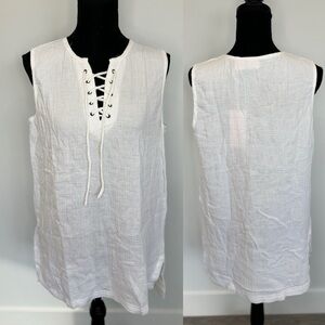 St. Tropez West White Sleeveless Summer Top (M)